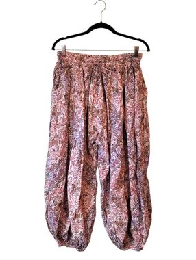 Out From Under UO Pink Paisley Bohemian Cotton Printed Harem Pants Size S